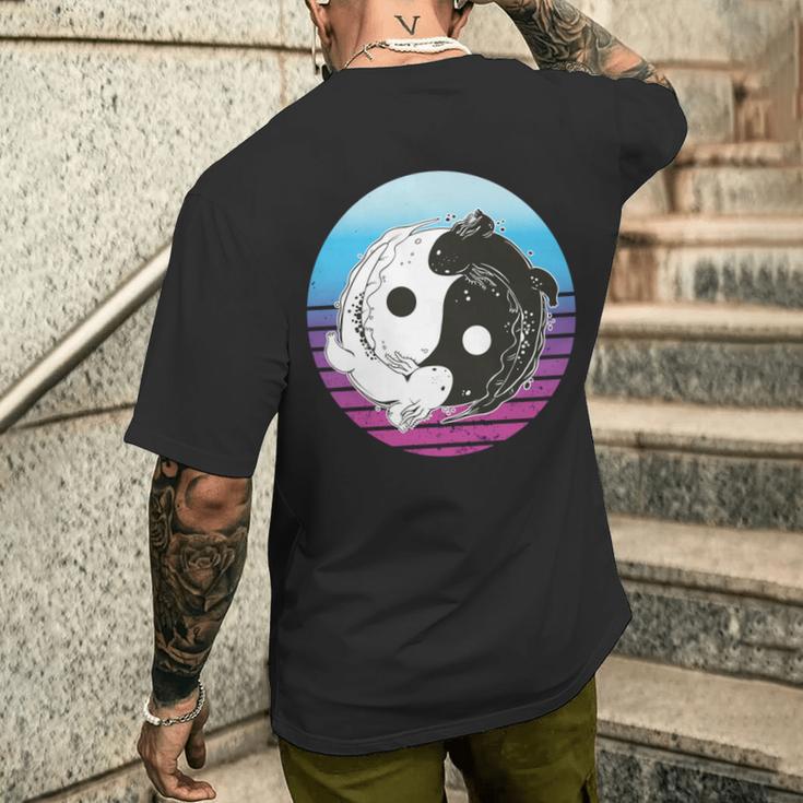 陰陽ウーパールーパー アート グラフィック アニメ ウーパールーパー 恋人 日本語 長袖tシャツ メンズTシャツ バックプリント 彼への贈り物