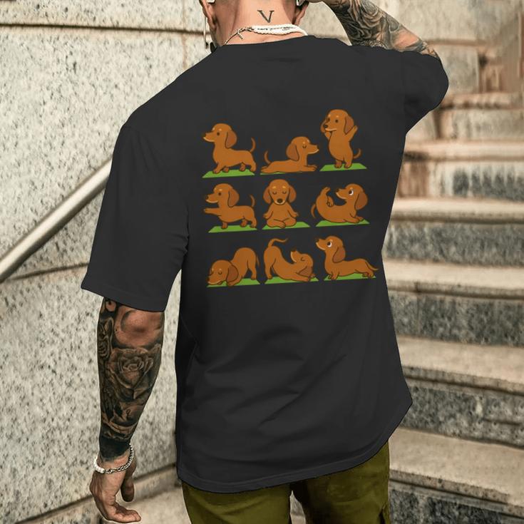 面白いtシャツ ダックスフンド ヨガ イヌ メンズ 犬好き グッズ かわいい おもしろ 面白い 服 ネタ 長袖tシャツ メンズTシャツ バックプリント 彼への贈り物