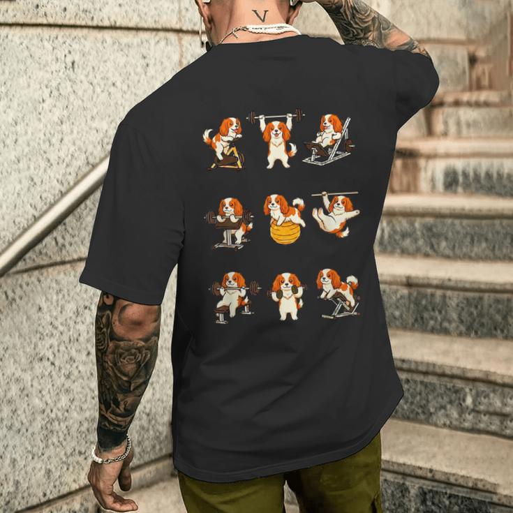 面白いtシャツ 犬 キャバリア 筋トレ ジム イヌ グッズ かわいい おもしろtシャツ 面白い 服 ネタ メンズTシャツ バックプリント 彼への贈り物
