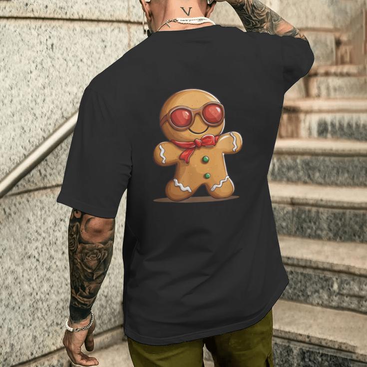 面白いサングラス ジンジャーブレッドマン ビスケット愛好家のための服 メンズTシャツ バックプリント 彼への贈り物