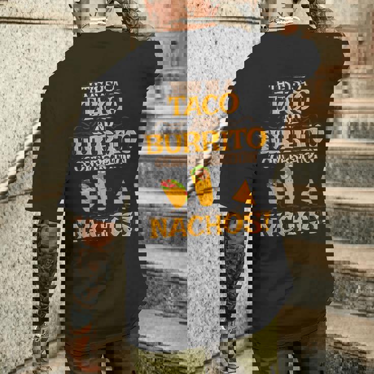 面白いタコス ナチョス ブリトー メキシコ料理 タコス メンズTシャツ バックプリント 彼への贈り物