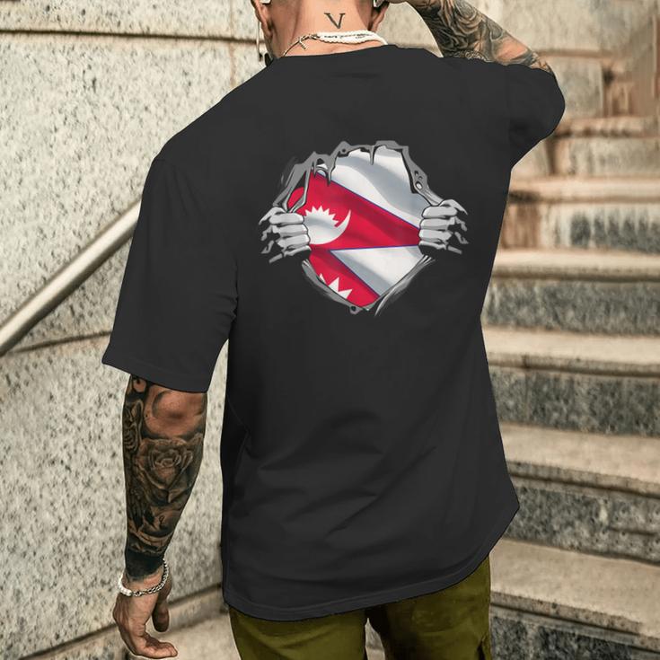 面白いネパール国旗の国 アジア メンズTシャツ バックプリント 彼への贈り物
