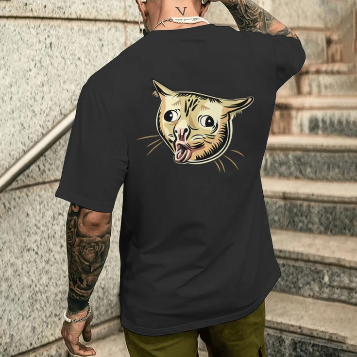 面白い咳き猫のミーム メンズTシャツ バックプリント 彼への贈り物