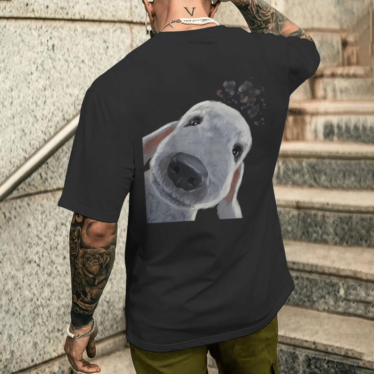 面白い好奇心旺盛な犬のベドリントンテリア メンズTシャツ バックプリント 彼への贈り物