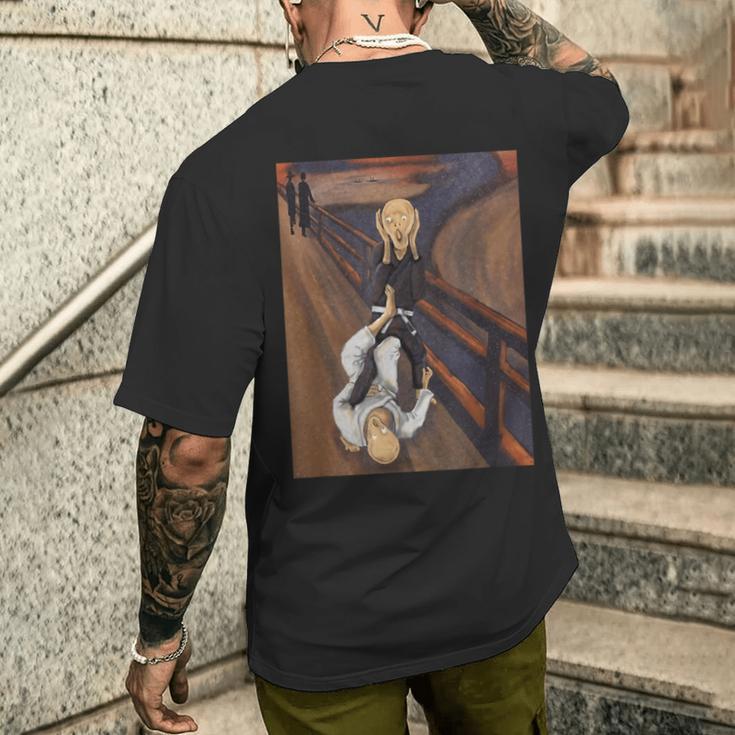 面白い柔術 脚をロックすると白いベルトが叫ぶ メンズTシャツ バックプリント 彼への贈り物