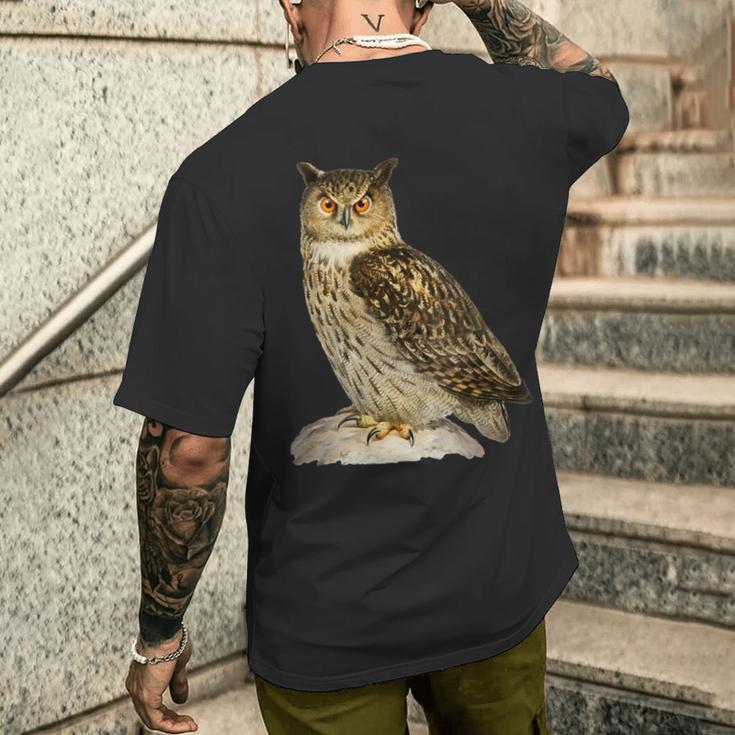 鳥 面白いtシャツ フクロウ ミミズク バードウォッチング 服 メンズ おもしろ グッズ 面白い おしゃれ メンズTシャツ バックプリント 彼への贈り物