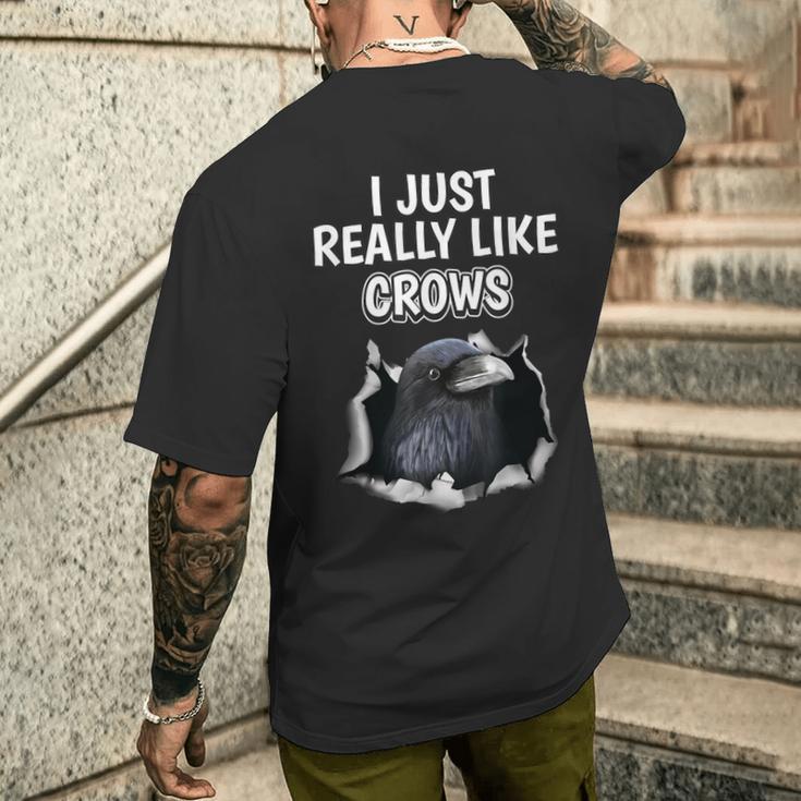 鳥の名言 カラスのような服 カラス メンズTシャツ バックプリント 彼への贈り物