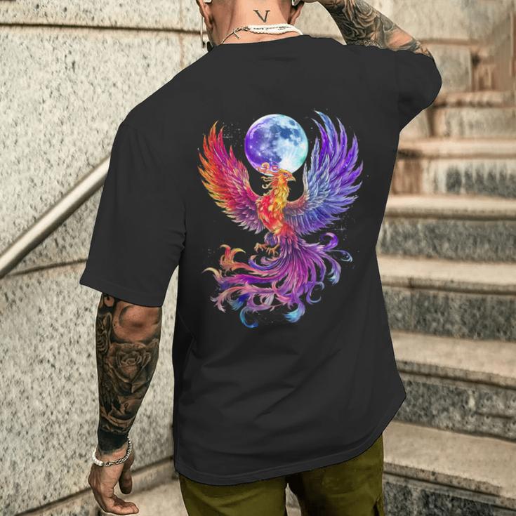 鳳凰 満月 鳥 神話 鳥 若返り メンズTシャツ バックプリント 彼への贈り物