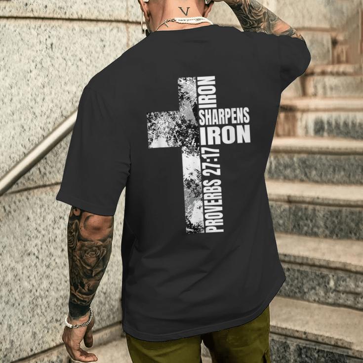 黒 白 十字架 鉄 シャープ 鉄の詩 キリスト教徒のカップル メンズTシャツ バックプリント 彼への贈り物