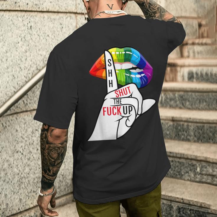黙ってろよ Lgbtq メンズTシャツ バックプリント 彼への贈り物