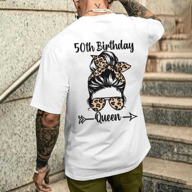 50歳の誕生日 クイーン Happy 50歳 散らかったパンヒョウ メンズTシャツ バックプリント 彼への贈り物