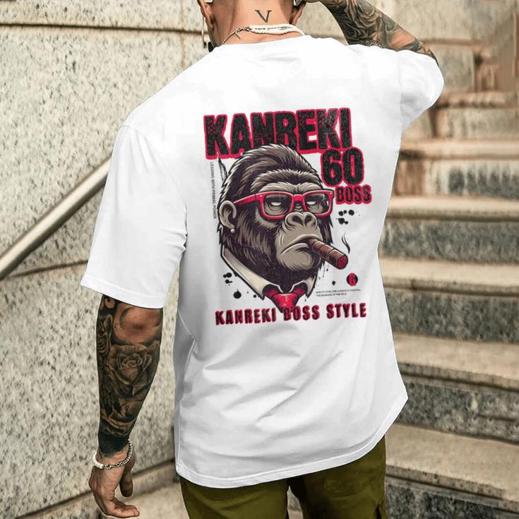 60歳 還暦祝い 長寿祝い 面白い還暦 還暦boss！人生これからが本番だ！ メンズTシャツ バックプリント 彼への贈り物