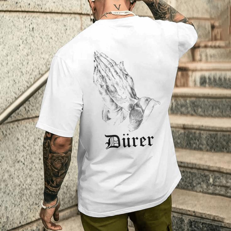 Albrecht Dürer Durer クリスチャンアート 祈りの手 ホワイト メンズTシャツ バックプリント 彼への贈り物