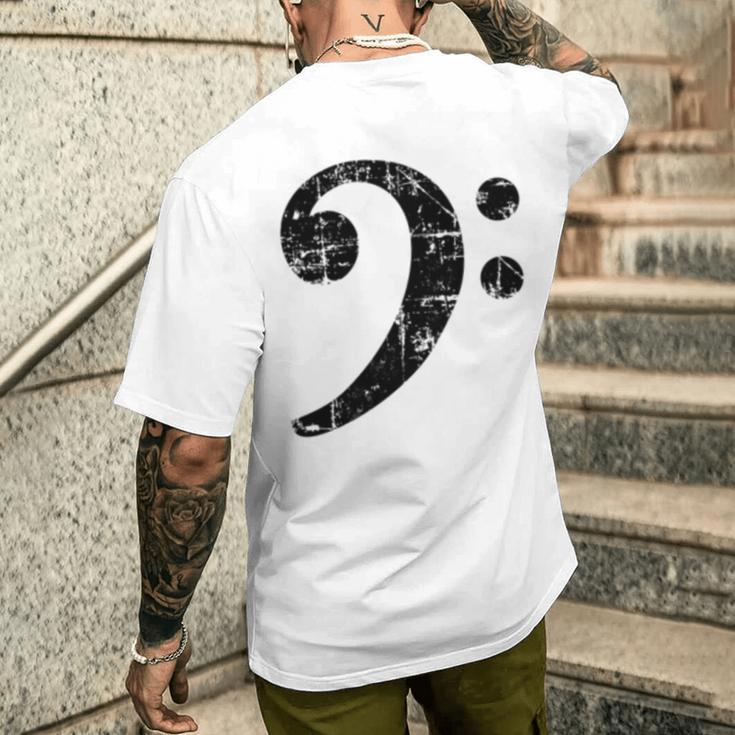 Bass Clef ビンテージブラック左 ベースプレイヤー 長袖tシャツ メンズTシャツ バックプリント 彼への贈り物