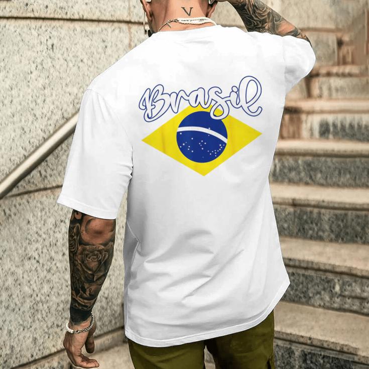 Brazilian Flag Colors National Brazil Brasil メンズTシャツ バックプリント 彼への贈り物