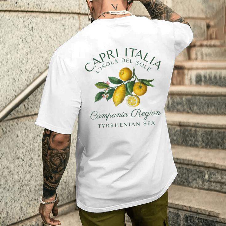 Capri Italia レモン 旅行 カンパニア ティレニア海 イタリア メンズTシャツ バックプリント 彼への贈り物