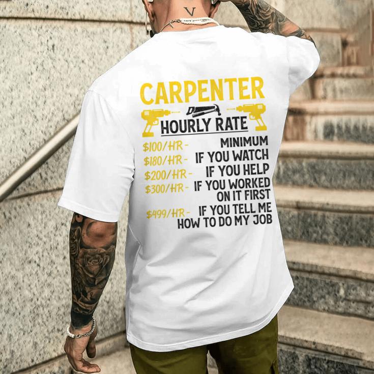 メンズ Carpenter Hourly Rate For Woodworker Carpenter Retro メンズTシャツ バックプリント 彼への贈り物