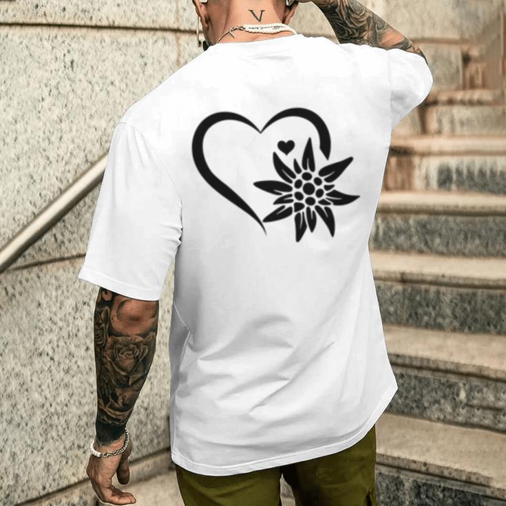 Edelweiss フラワーマウンテン Edelweiß フラワーハート Edelweiß 長袖tシャツ メンズTシャツ バックプリント 彼への贈り物
