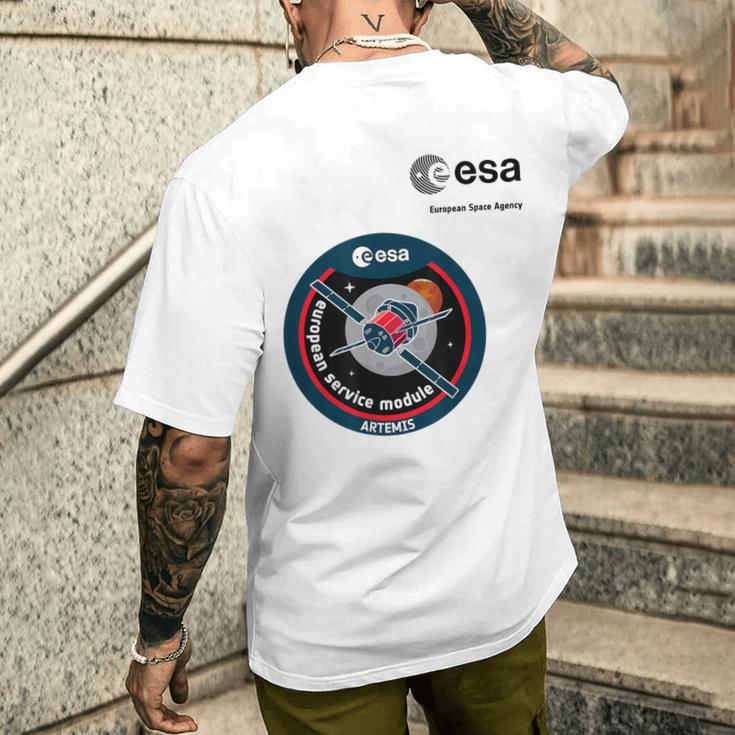 Esa欧州宇宙機関ミッションesmアルテミスパッチ メンズTシャツ バックプリント 彼への贈り物