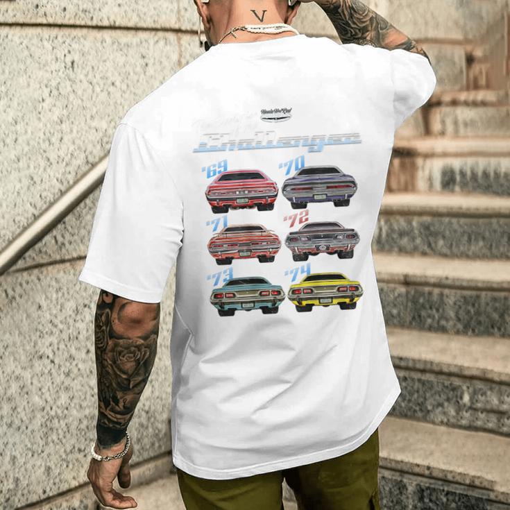 Evolution Of The Challenger、ホットロッド、マッスルカー、マグナム、RTe メンズTシャツ バックプリント 彼への贈り物