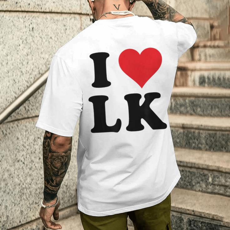 I Heart Lk Initials I Love LK First And Last Name L K メンズTシャツ バックプリント 彼への贈り物