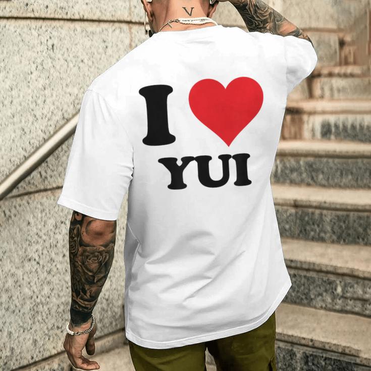 I Heart Yui ファーストネーム I Love パーソナライズ メンズTシャツ バックプリント 彼への贈り物
