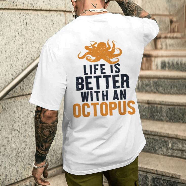 Life Is Better With An Octopus Cephalopoda 蛸 メンズTシャツ バックプリント 彼への贈り物