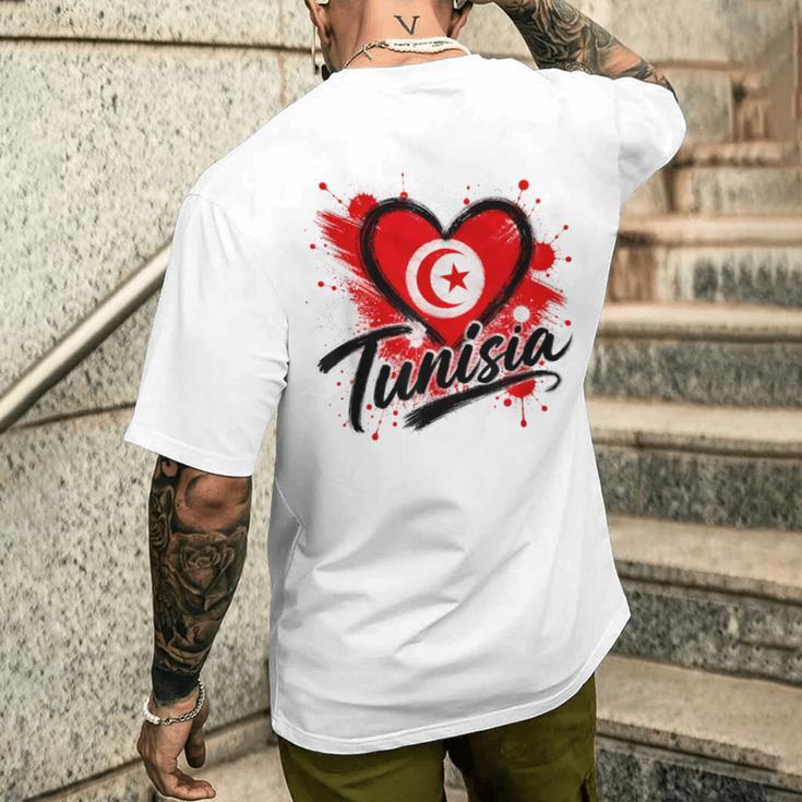 I Love Tunisia 旅行旗 ハート ツーリスト バケーション デザイン メンズTシャツ バックプリント 彼への贈り物