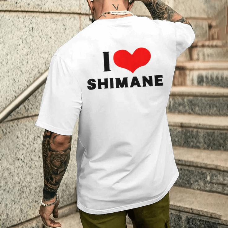 I Lovehimane 愛 ハート 島根 島根県 日本 お土産 かわいい おしゃれ メンズTシャツ バックプリント 彼への贈り物