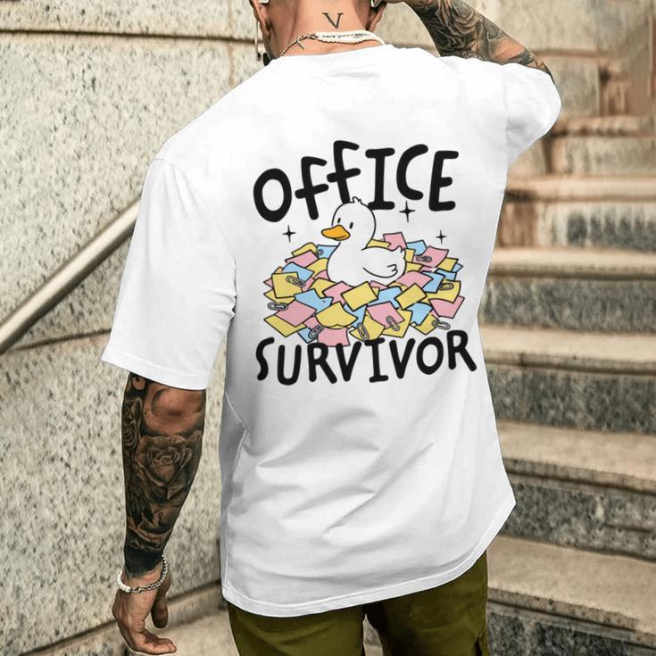 Officeurvivor かわいいアヒルの付箋 ユーモア 長袖tシャツ メンズTシャツ バックプリント 彼への贈り物