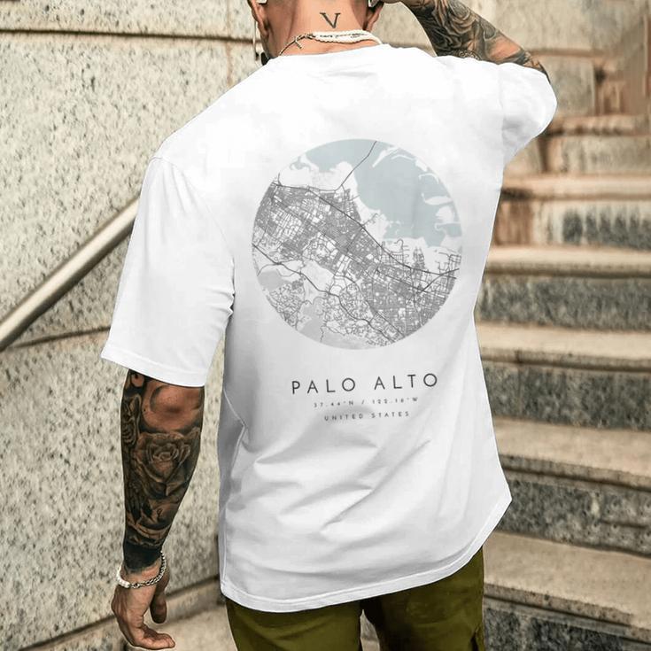 Palo Alto カリフォルニア コーディネート 地図 故郷 メンズTシャツ バックプリント 彼への贈り物