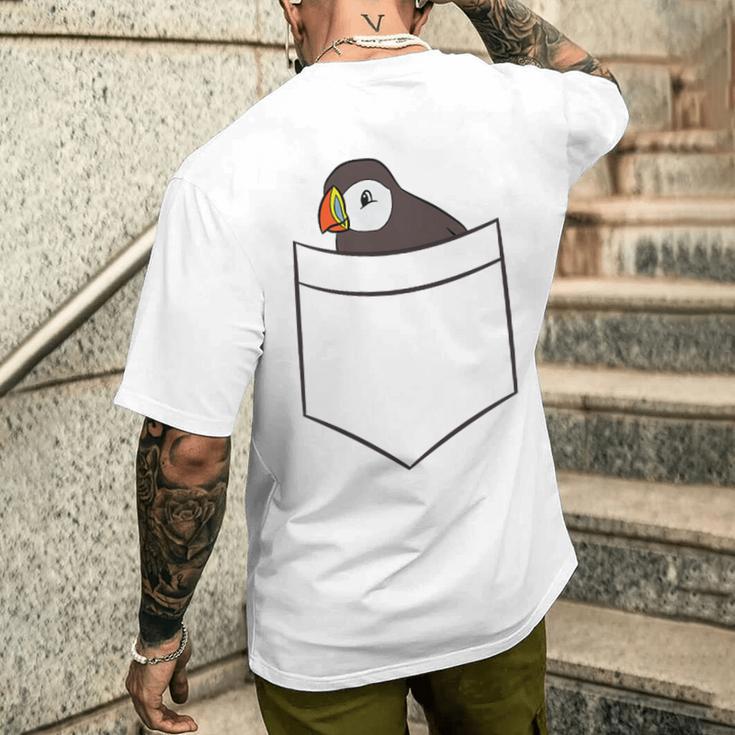 Puffin In The Pocketeabird Iceland Pocket Puffin メンズTシャツ バックプリント 彼への贈り物