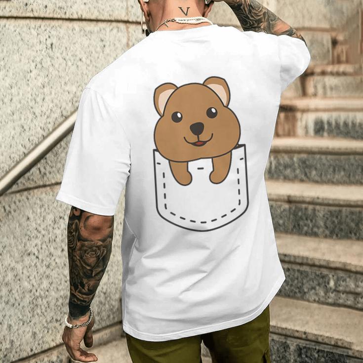 Quokka In Pocket かわいいクオッカ 胸ポケットクオッカ メンズTシャツ バックプリント 彼への贈り物