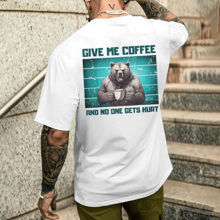 Sarcasme Café Humour De Bureau Drôle Café Ours En Colère T-shirt imprimé au dos Cadeaux pour lui