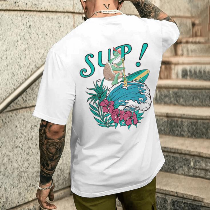 Sup サーフィン スタンドアップ パドル タートル パドリング サブボードup メンズTシャツ バックプリント 彼への贈り物