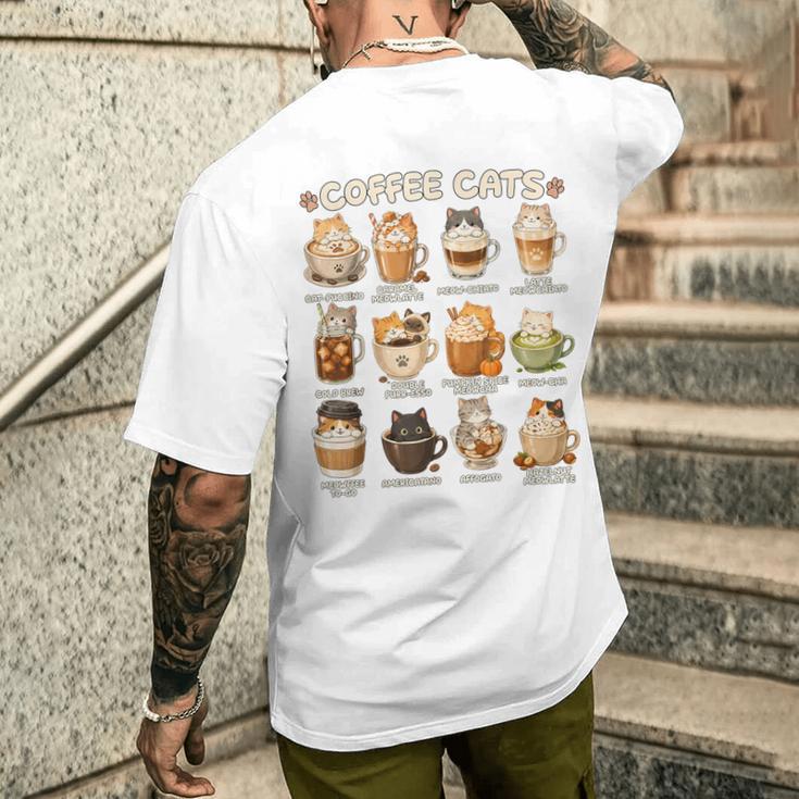 かわいいアニメコーヒー猫カプチーノかわいい猫カフェデザイン メンズTシャツ バックプリント 彼への贈り物