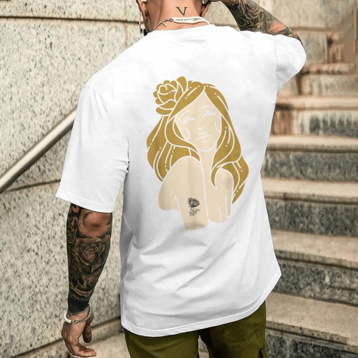 かわいいタトゥーガールファニーユニセックスデザインメンズレディースtシャツ メンズTシャツ バックプリント 彼への贈り物