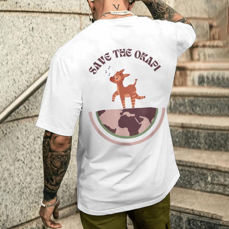 かわいいヴィンテージオカピレトロデザイン、オカピ メンズTシャツ バックプリント 彼への贈り物