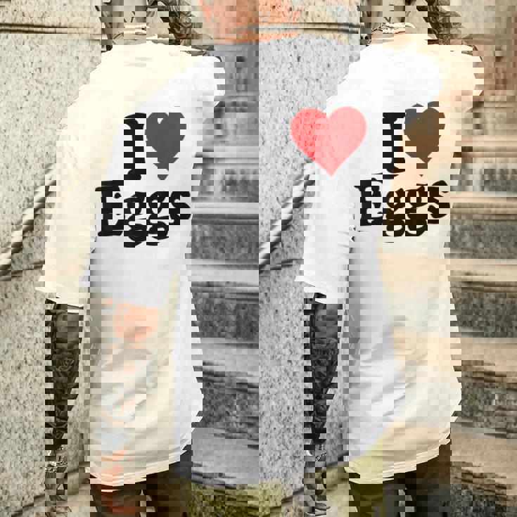 アイラブエッグアイハートエッグ メンズTシャツ バックプリント 彼への贈り物
