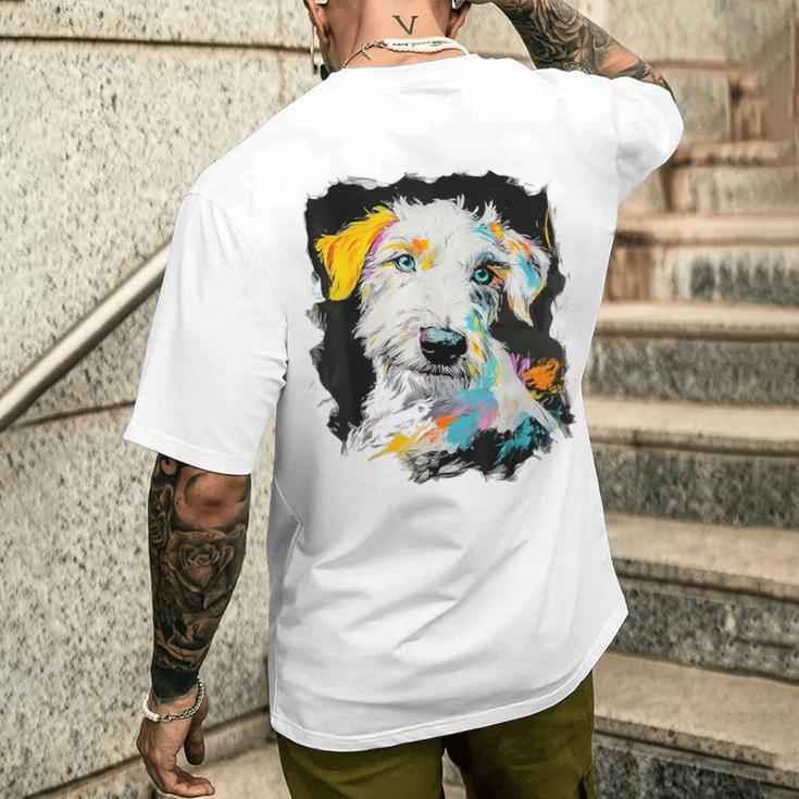 アイリッシュウルフハウンド 犬 モチーフ ペット 青い目 アイリッシュウルフハウンド メンズTシャツ バックプリント 彼への贈り物