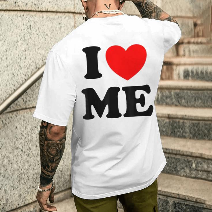 アイ・ラヴ・ミーシャツ I レッド・ハート・ミーアイ・ラヴ・マイセルフ & アイ・ファニー メンズTシャツ バックプリント 彼への贈り物
