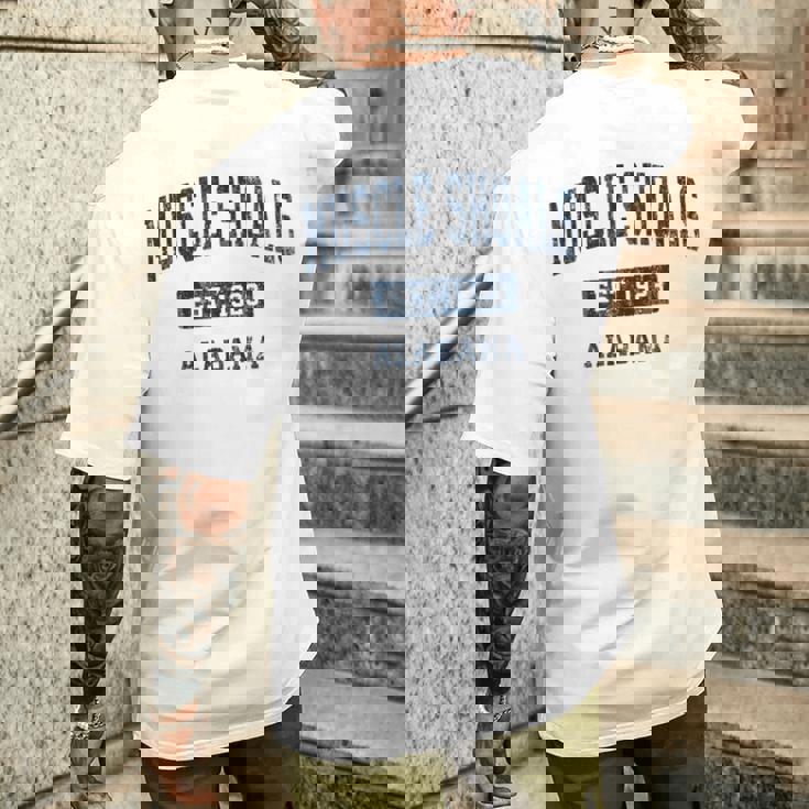 アラバマ州マッスルショールズアラバマ州ヴィンテージスポーツエスタブリッシュドネイビーデス メンズTシャツ バックプリント 彼への贈り物