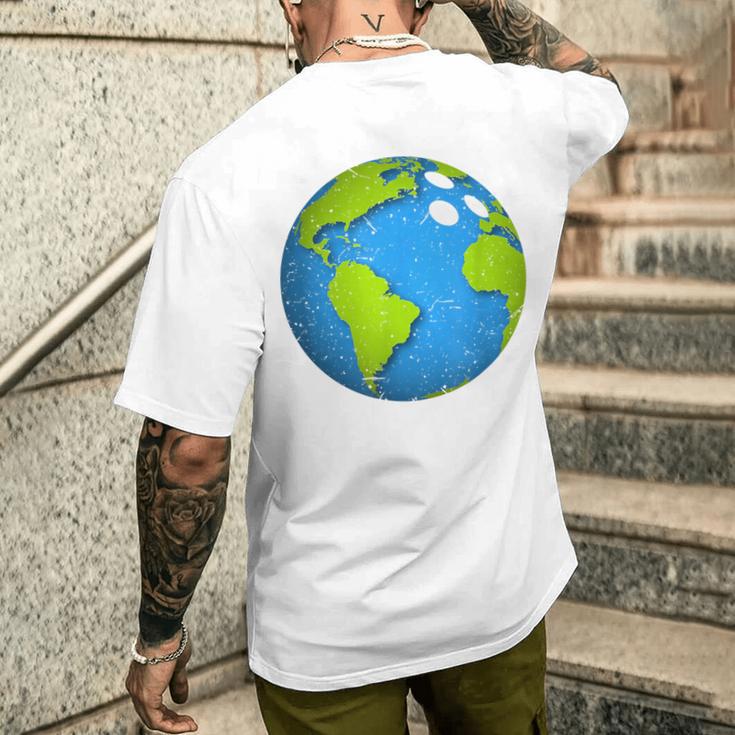 アースボウリングボールアースデイフェイバーズファニーアースデイ メンズTシャツ バックプリント 彼への贈り物