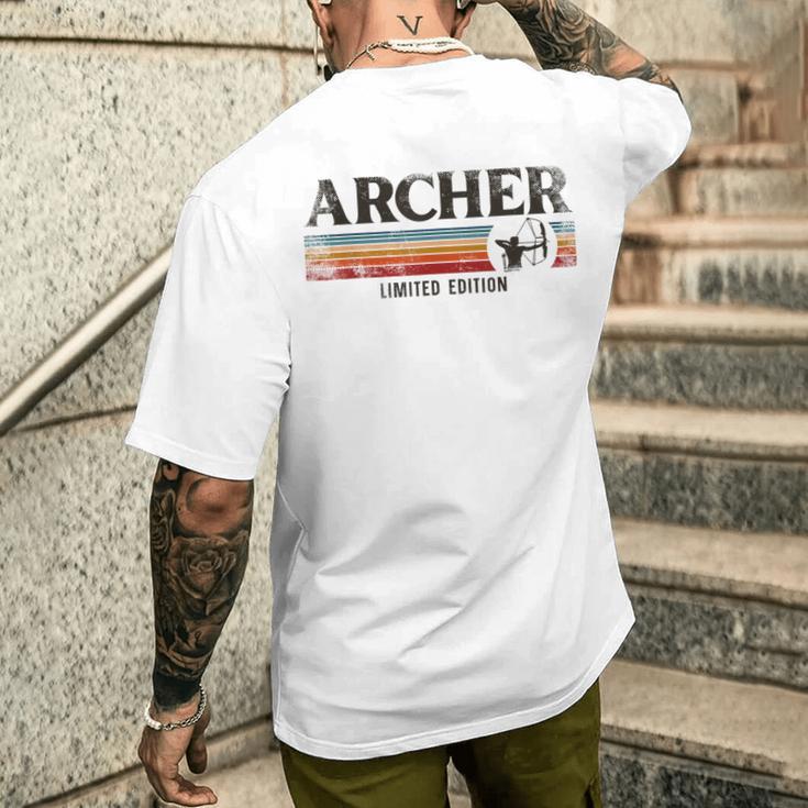 アーチェリー 弓 アーチャー レトロ ヴィンテージ アーチャー メンズTシャツ バックプリント 彼への贈り物