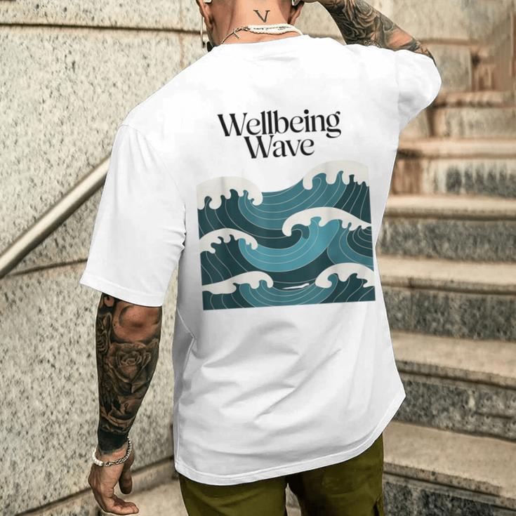 ウェルビーイングウェーブ オーシャンデザイン 健康 メンズTシャツ バックプリント 彼への贈り物