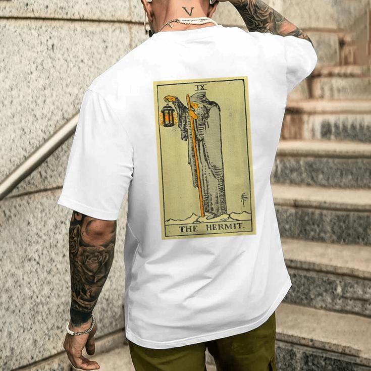 エルミットタロットカード スピリチュアリティ ヴィンテージ メンズTシャツ バックプリント 彼への贈り物