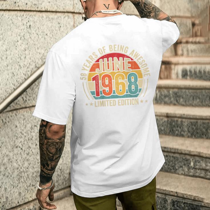 オンバック 1968年6月から素晴らしいヴィンテージレトロ58歳の誕生日 メンズTシャツ バックプリント 彼への贈り物