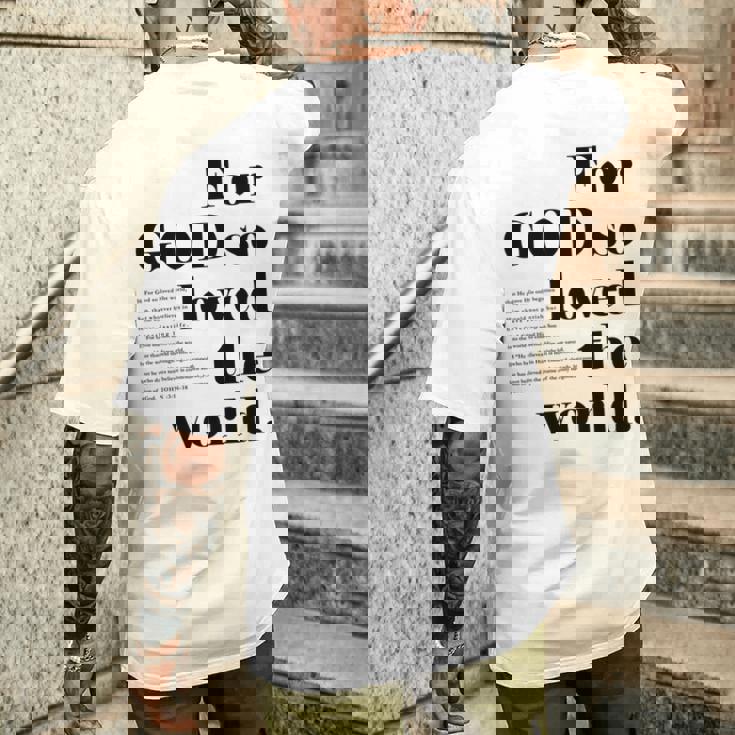 クリスチャン ジョン 3 16 18 Godo Loved The World 聖書の一節 長袖tシャツ メンズTシャツ バックプリント 彼への贈り物