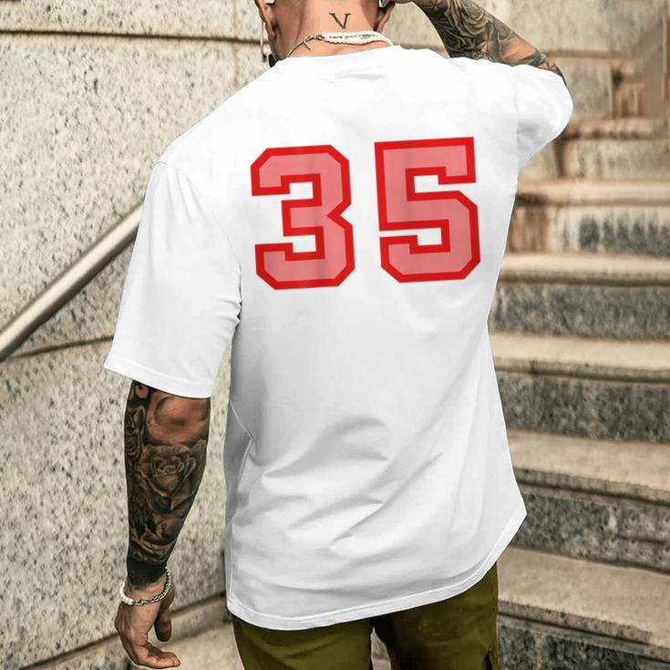 クールなレトロなレタリングジャージバックナンバー35 Thirtyfive メンズTシャツ バックプリント 彼への贈り物