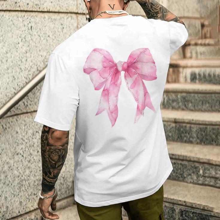 コケット ピンク リボン カワイイ メンズTシャツ バックプリント 彼への贈り物